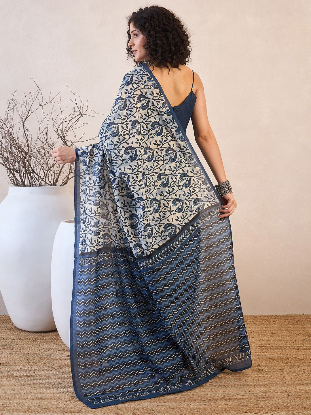 KALINI Ethnic Motifs Ready to Wear Dabu Saree