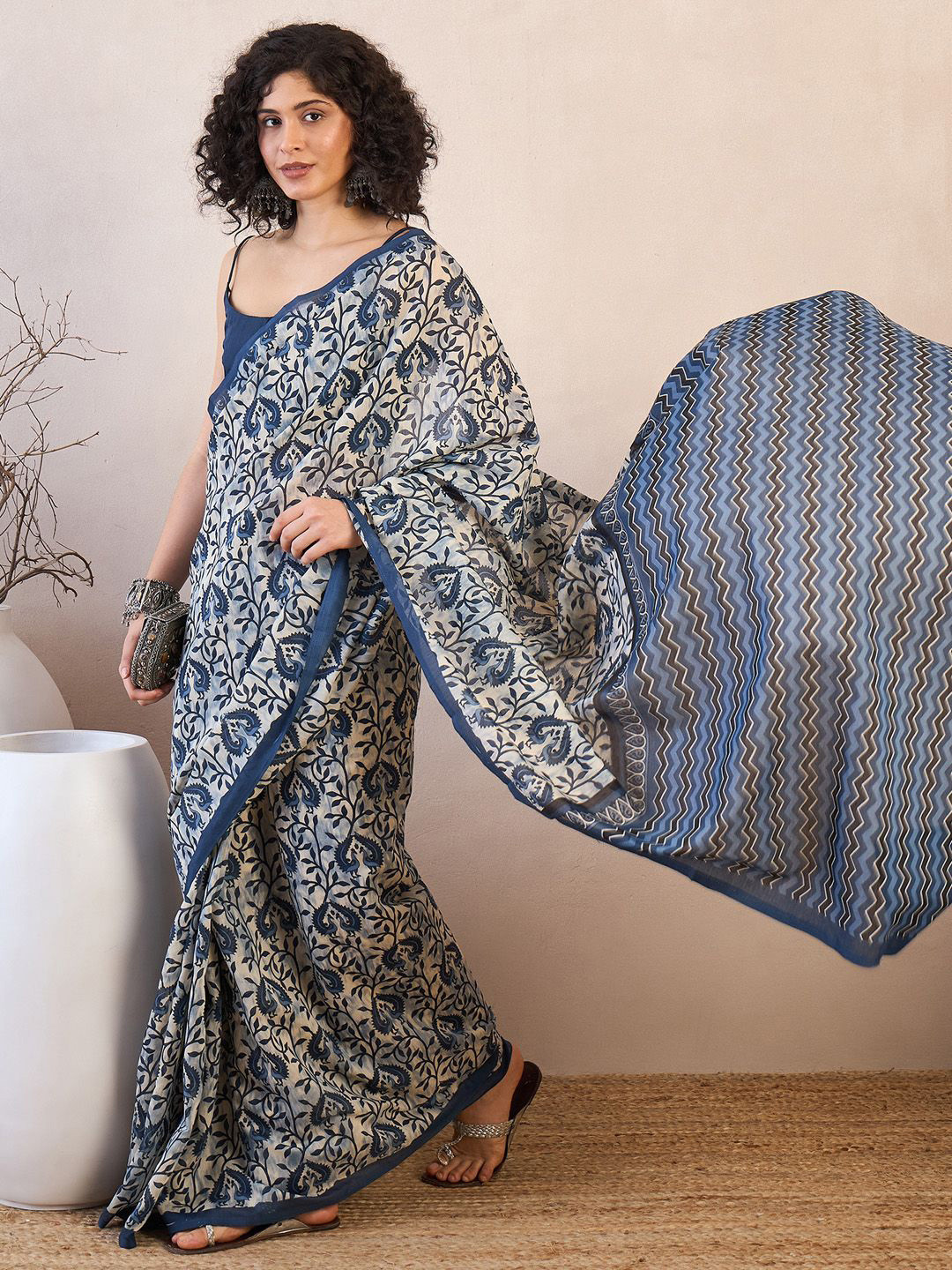 KALINI Ethnic Motifs Ready to Wear Dabu Saree