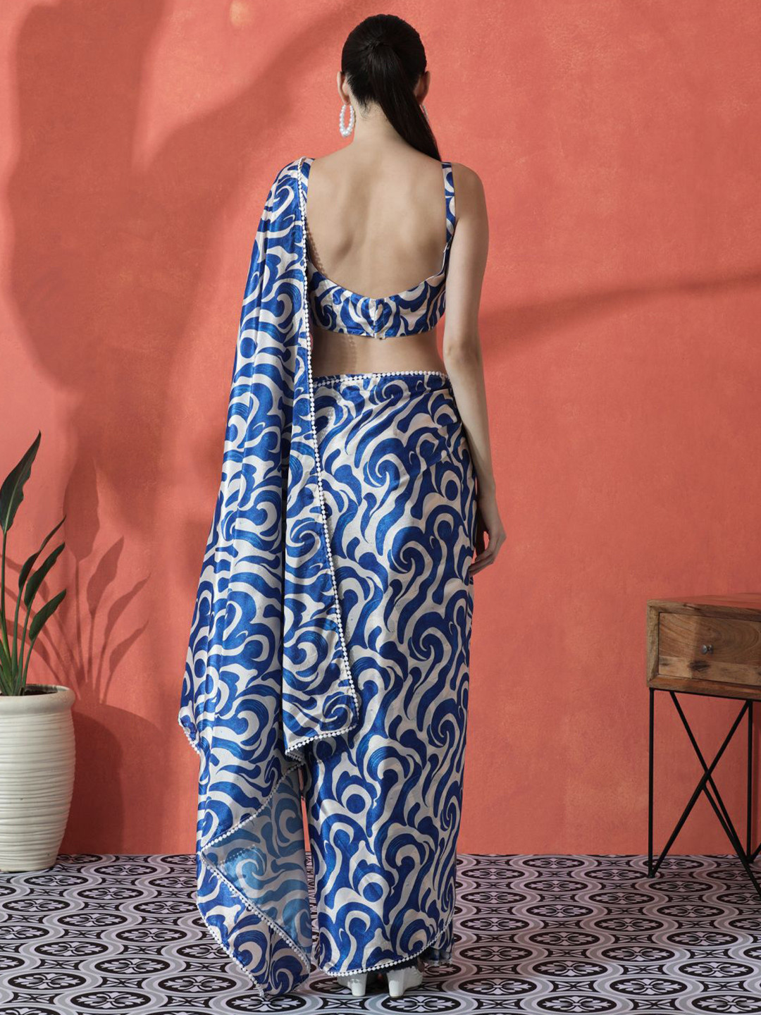 Sangria Satin Digital Printed Ready to wear Saree