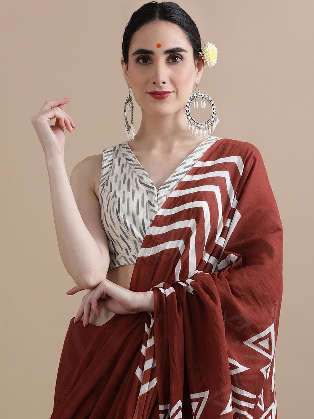 Moda Rapido Pure Cotton Handloom Ikat Saree