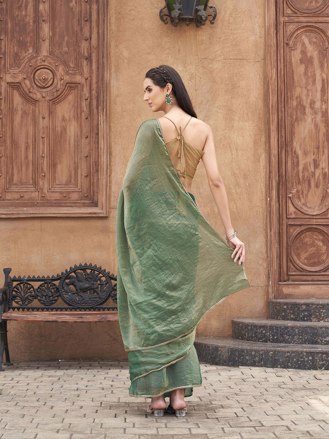 Tikhi Imli Solid Embellished Ready To Wear Saree