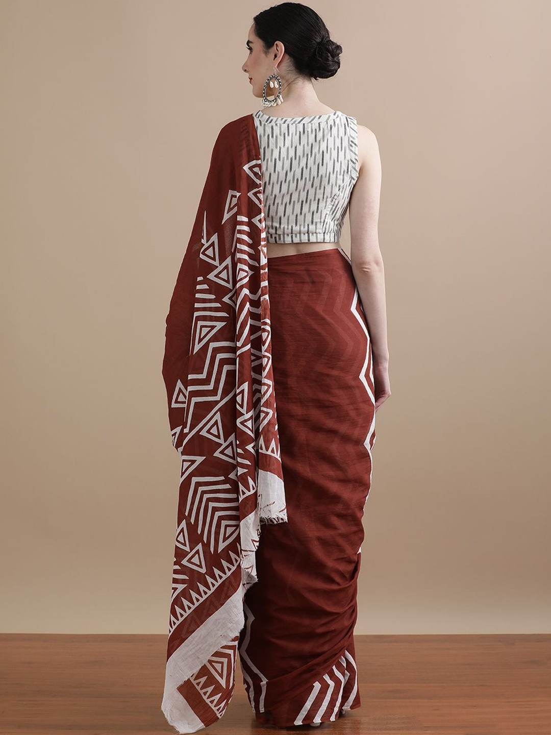 Moda Rapido Pure Cotton Handloom Ikat Saree
