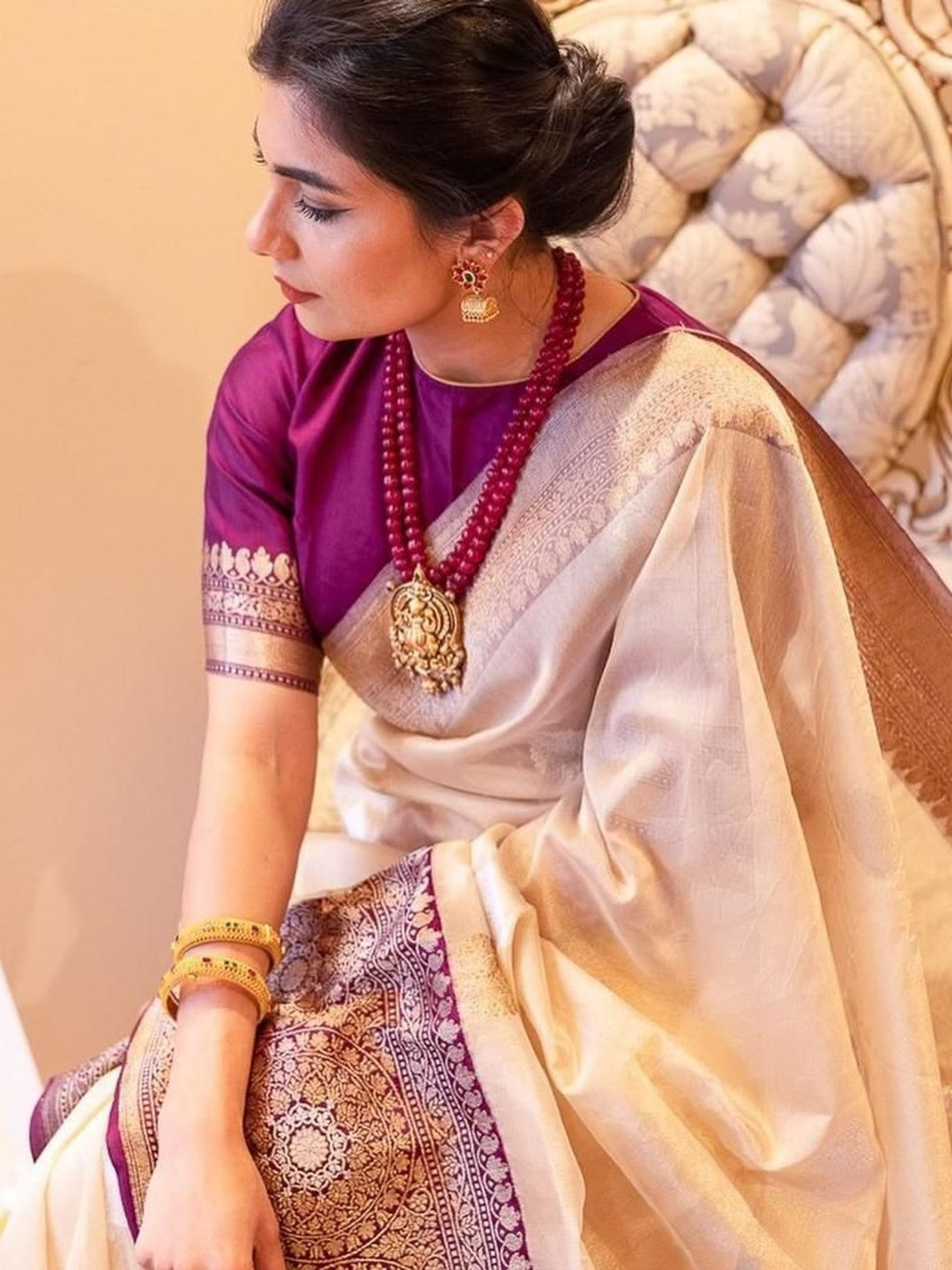 MISHRI TEX FAB Ethnic Motifs Zari Art Silk Kanjeevaram Saree