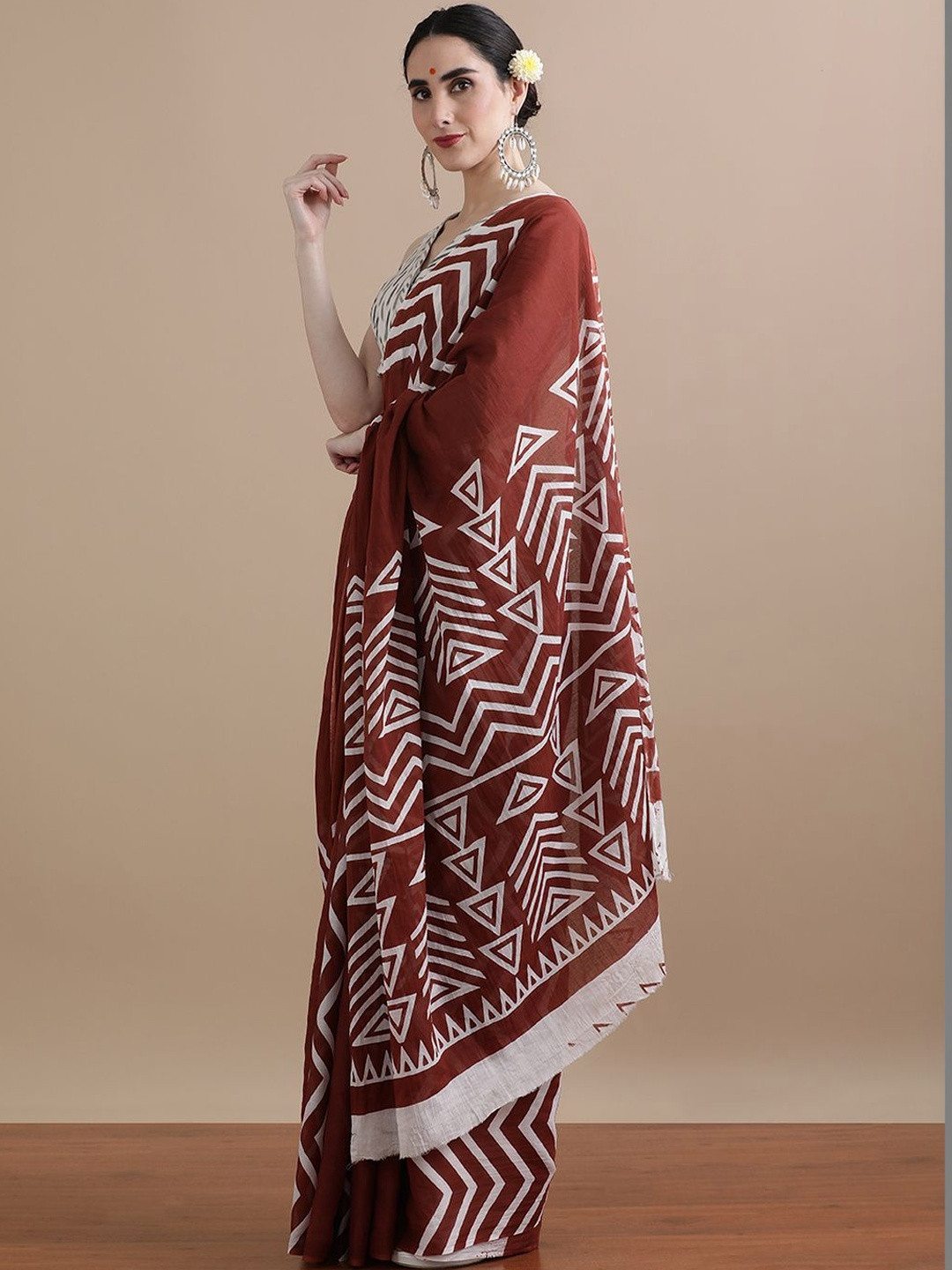 Moda Rapido Pure Cotton Handloom Ikat Saree