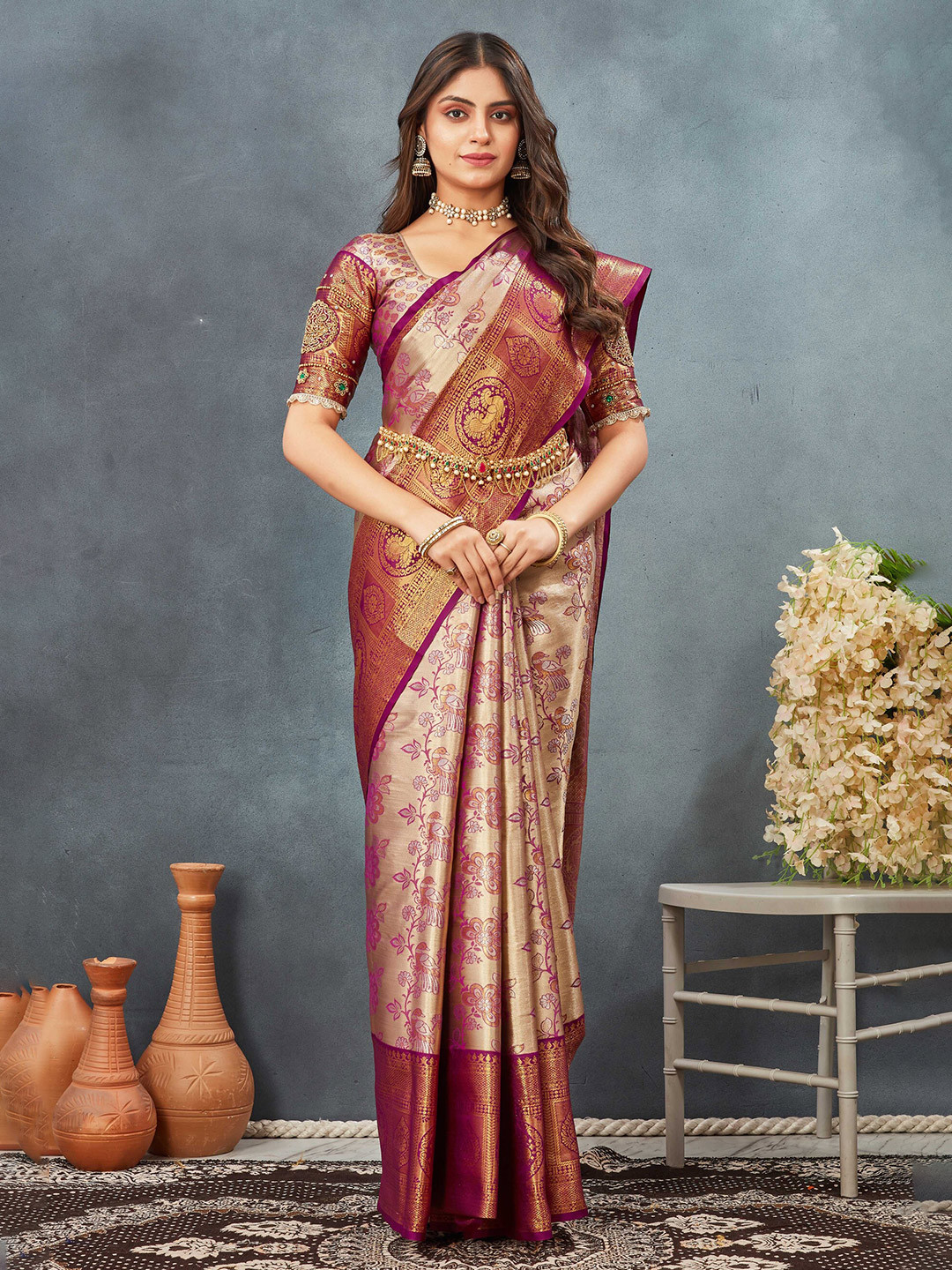 Tankori Woven Design Zari  Dharmavaram Saree