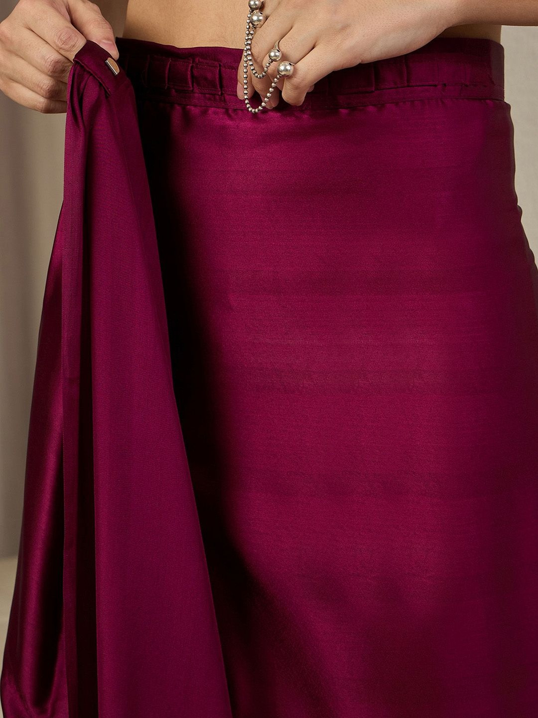 Mitera Ajrak Satin Ready To Wear Block Printed Saree