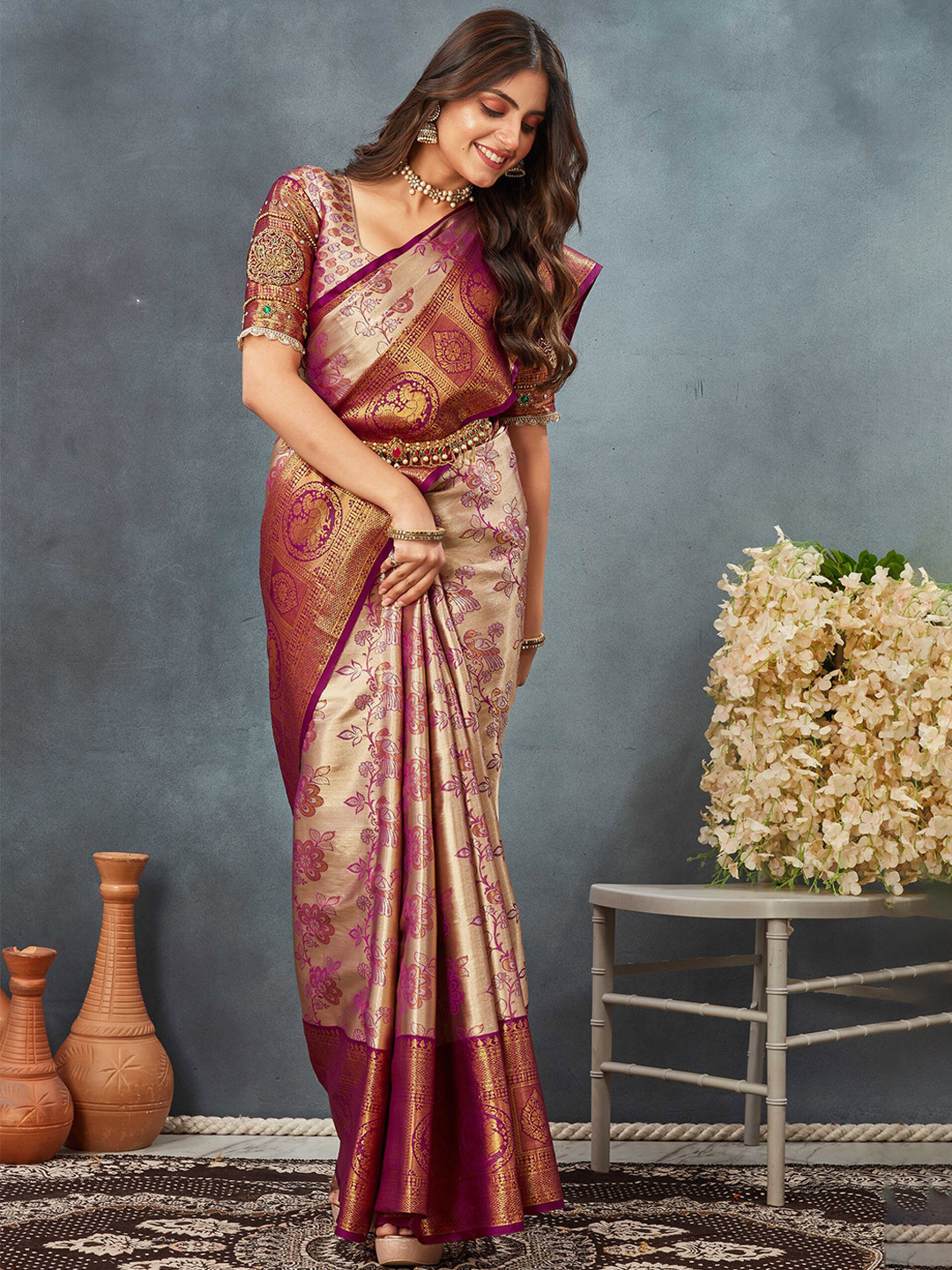Tankori Woven Design Zari  Dharmavaram Saree