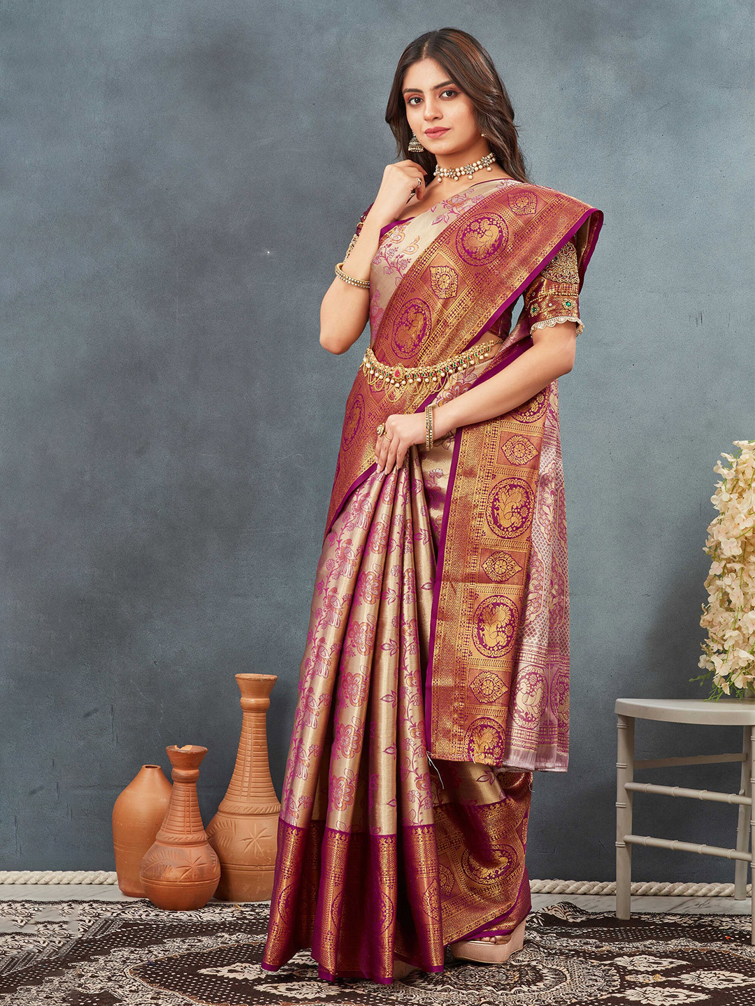 Tankori Woven Design Zari  Dharmavaram Saree
