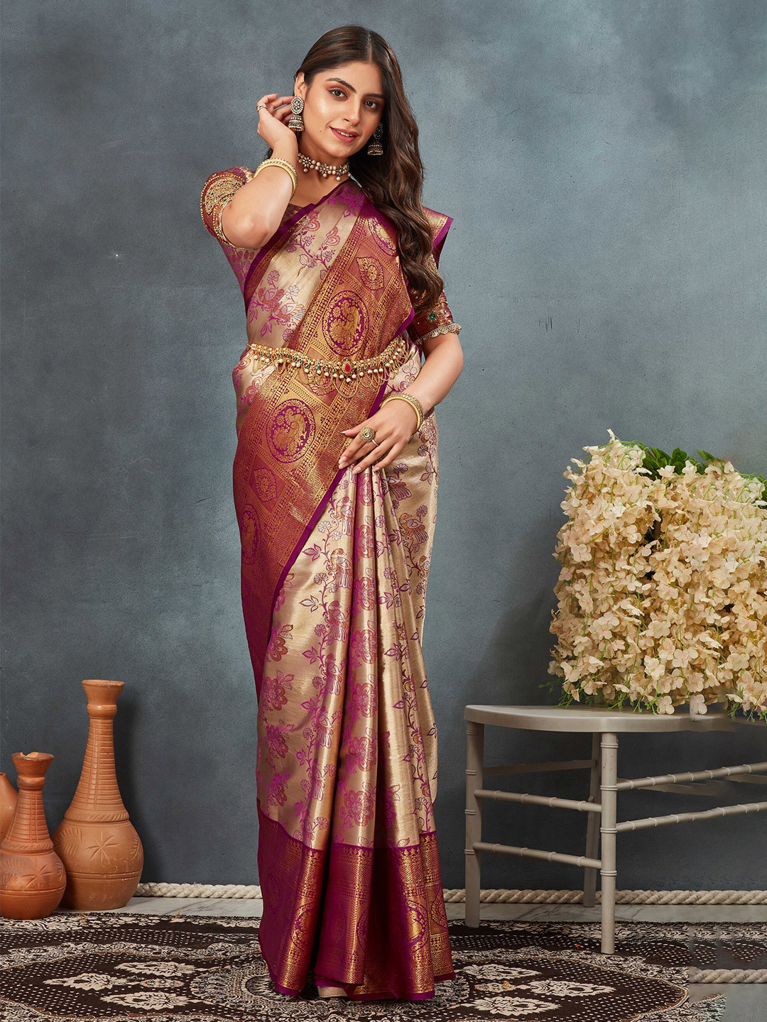 Tankori Woven Design Zari  Dharmavaram Saree