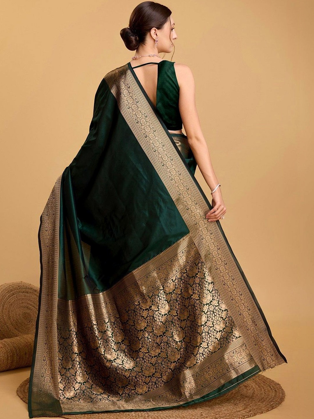 LEAFFEB Woven Design Zari Art Silk Banarasi Saree